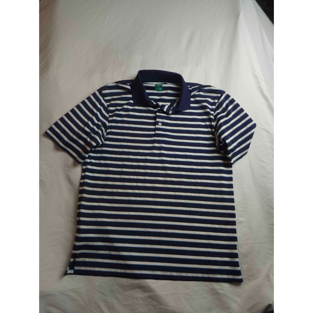 Pro Tour Polo Shirt Mens Medium Blue Striped Knit Airplay Golf Athletic Casual